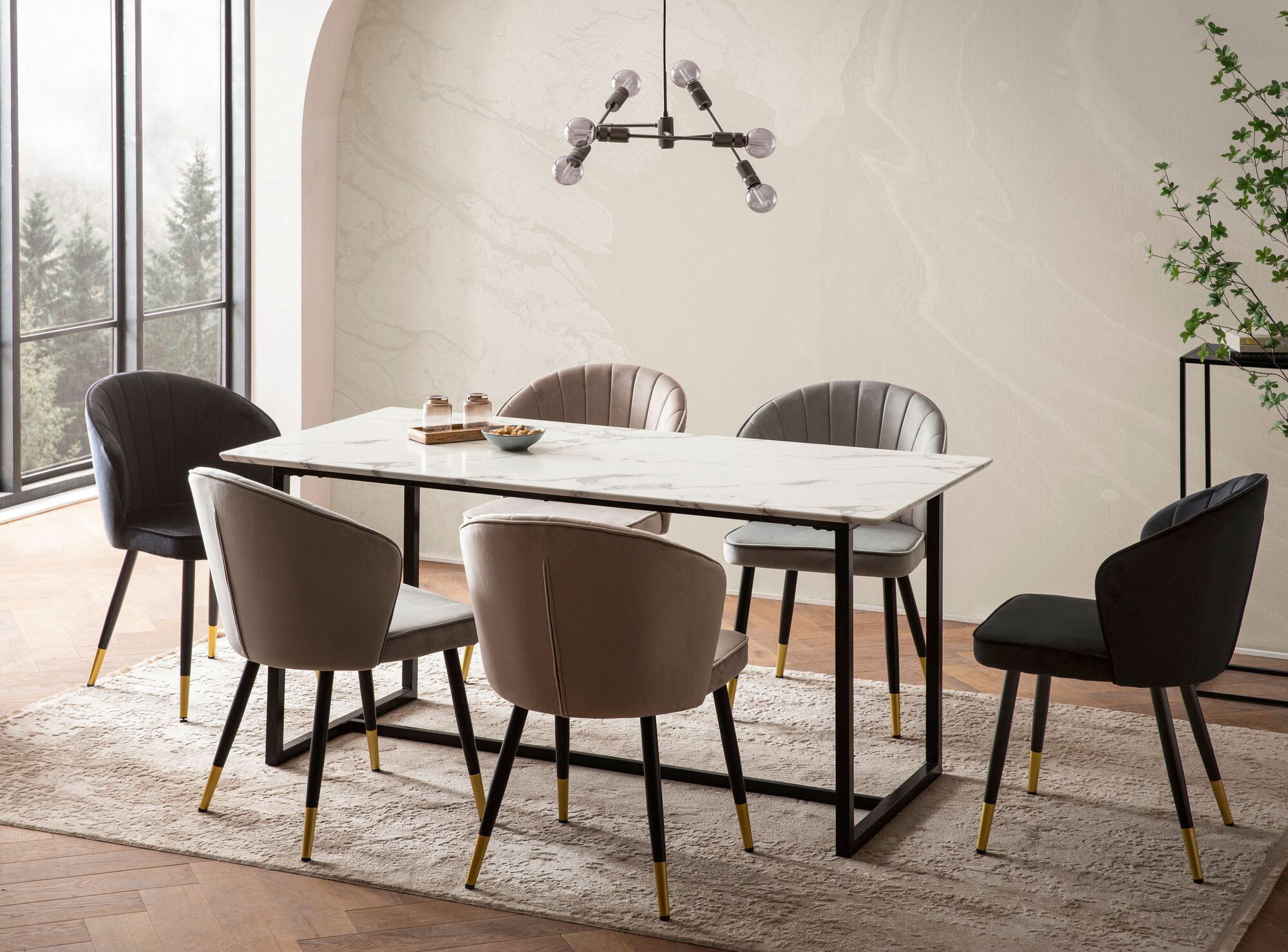 Esstisch weiß Marmor Optik B/H/T: ca. 160x76x80 cm