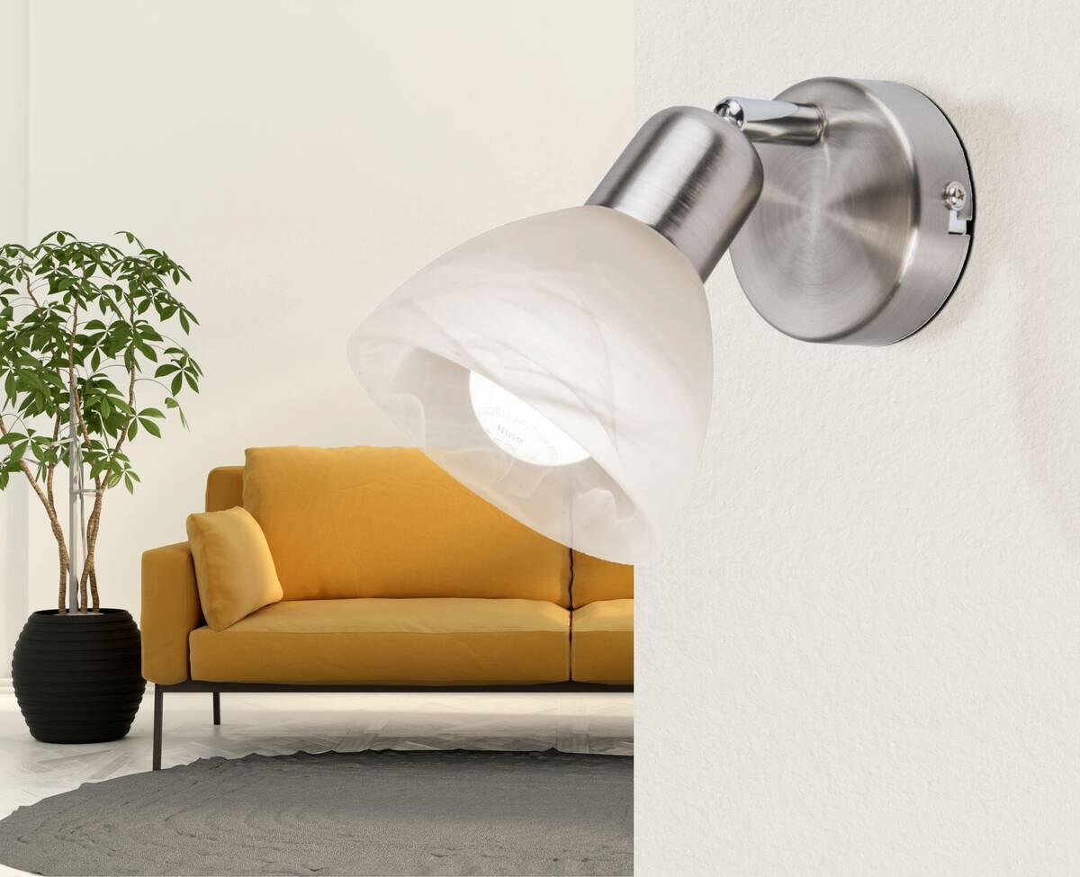 Nowa Spot 81890101 warmweiß nickel matt Metall Glas H/D: ca. 12x11,5 cm E14 1 Brennstellen