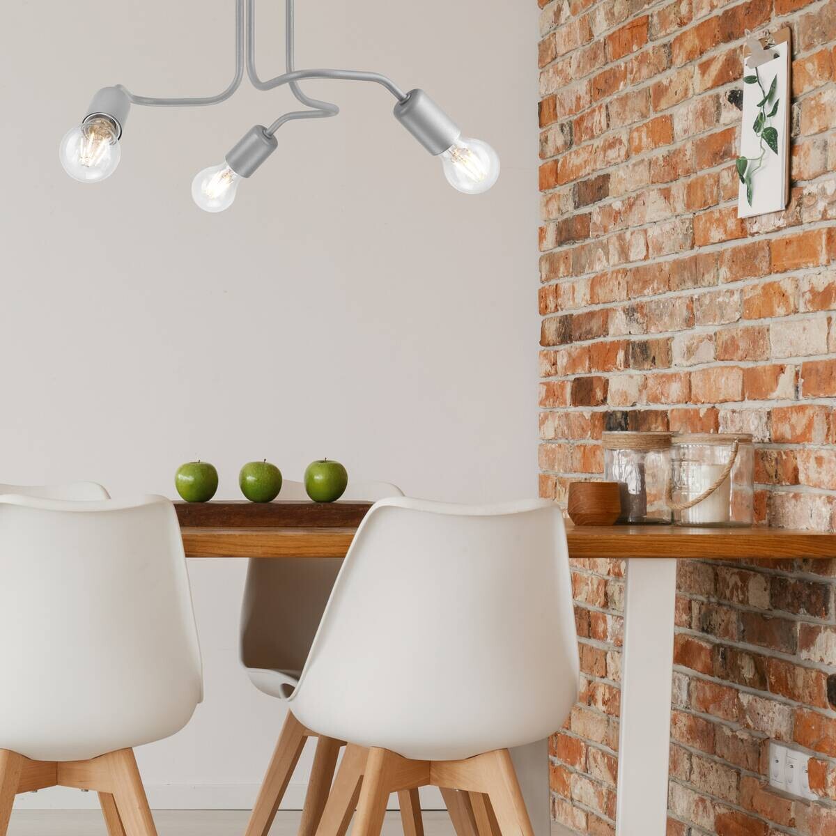 Lamkur Deckenleuchte silber Stahl B/H/L: ca. 34x38x38 cm 3 Brennstellen