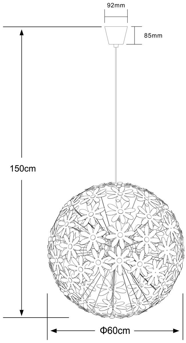 GLOBO Pendelleuchte 15024 weiß Kunststoff H/D: ca. 150x60 cm E27 1 Brennstellen