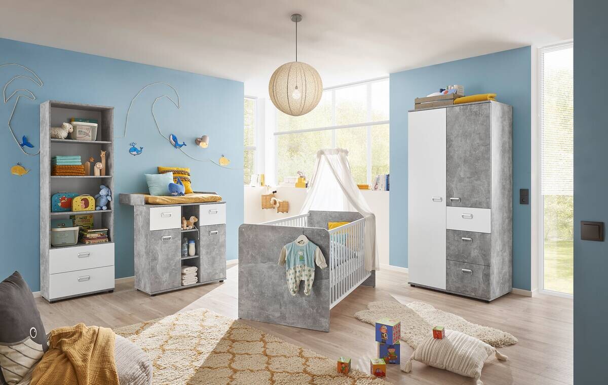 Wickelkommode Matino Beton weiß B/H/T: ca. 89x101x78 cm