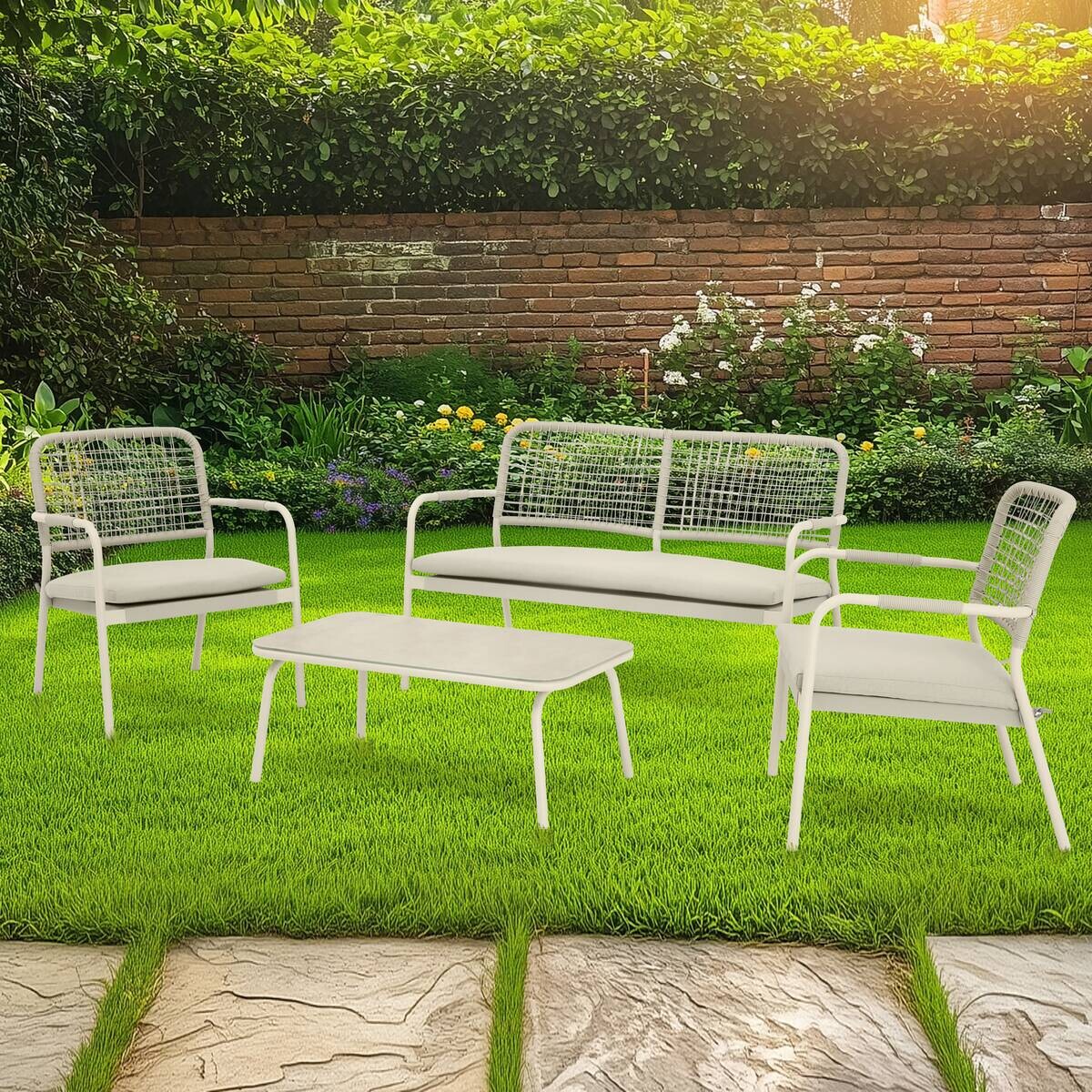 POCOline Gartensitzgruppe beige Stahl