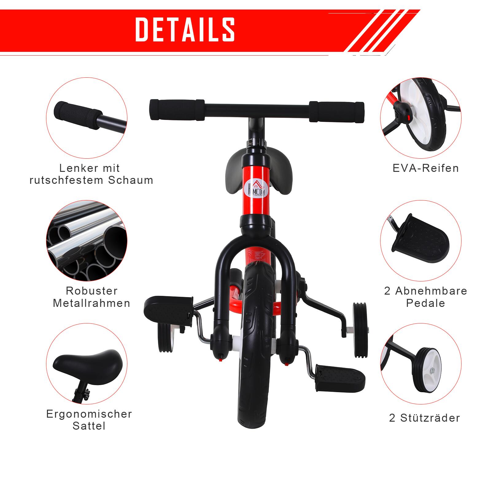 HOMCOM Kinderrad rot B/H/L: ca. 36x54x85 cm