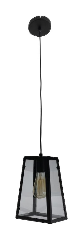 Näve Leuchten Pendelleuchte schwarz glasklar Metall Glas H: ca. 150 cm E27 1 Brennstellen