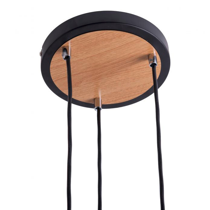 Näve Leuchten Pendelleuchte 6116722 Fumoso schwarz natur Metall Rauchglas H/D: ca. 123x23 cm E14 3 Brennstellen