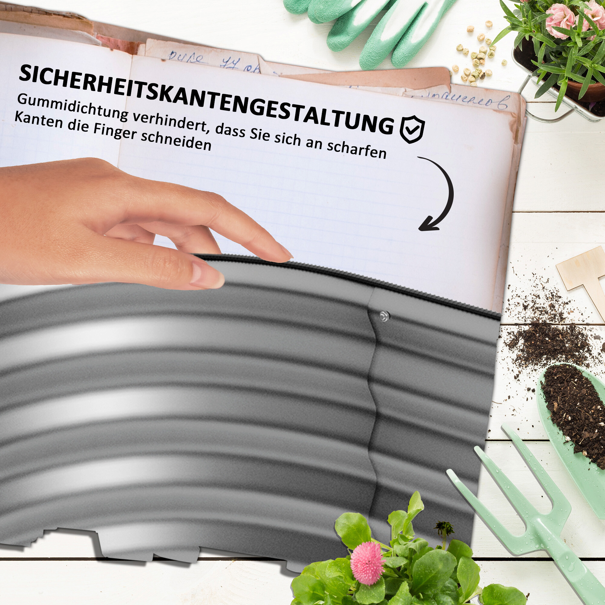 Outsunny Hochbeet silber Metall B/H/L: ca. 62x30x105 cm