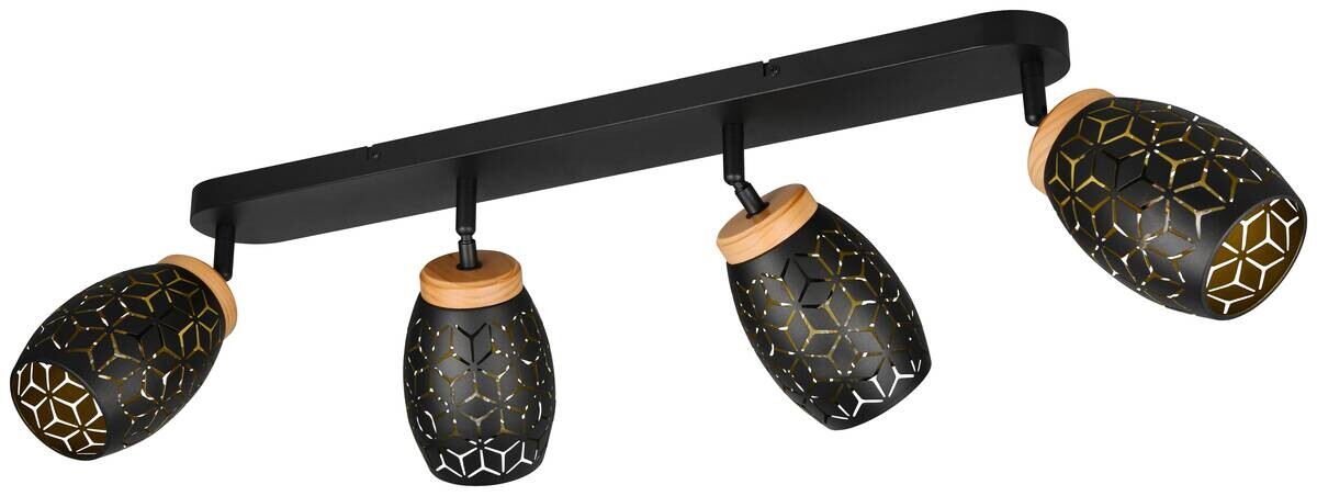 Reality Leuchten Spots Bidar schwarz gold Metall B/H/L: ca. 74x27x12 cm E14 4 Brennstellen