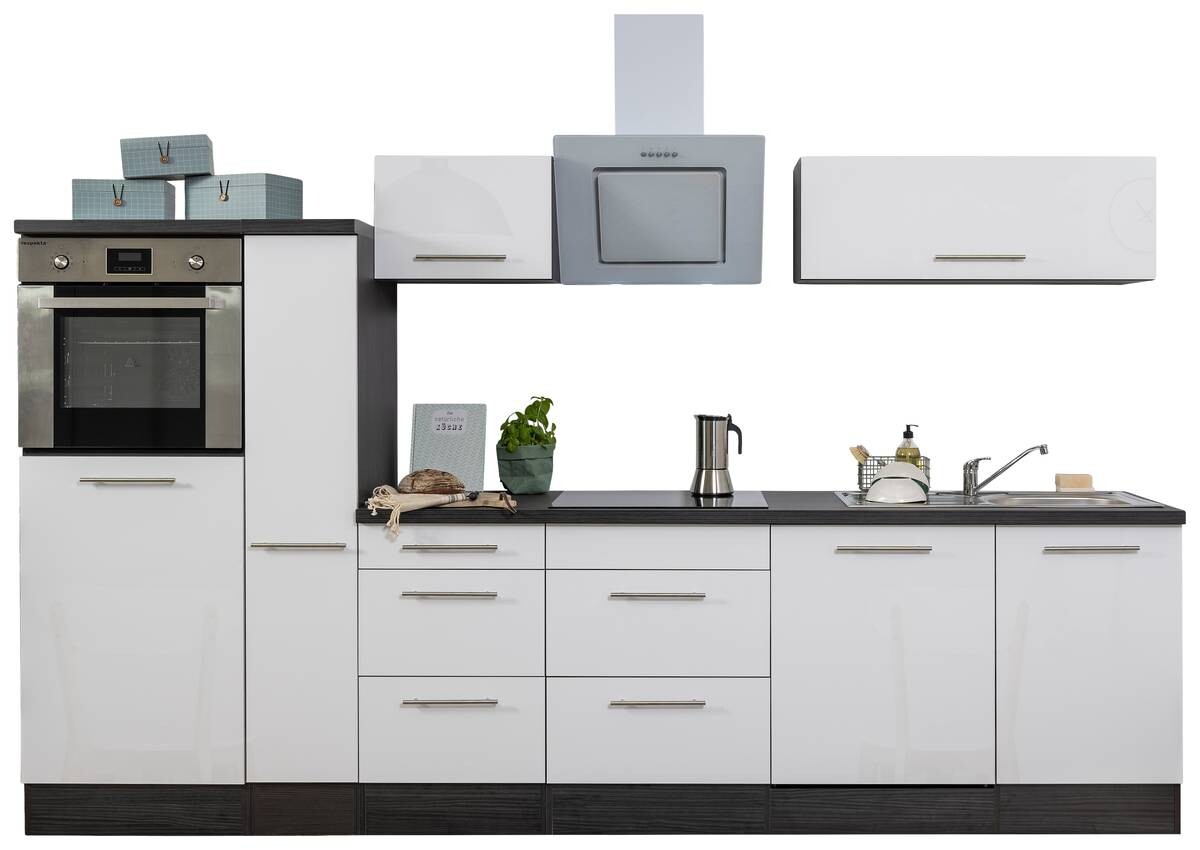 Respekta Küchenblock Amanda weiß Hochglanz B/H/T: ca. 310x200x60 cm