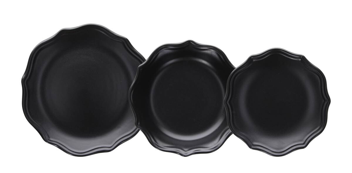 TOGNANA Tafelservice Cecile schwarz Steinzeug 12 tlg.