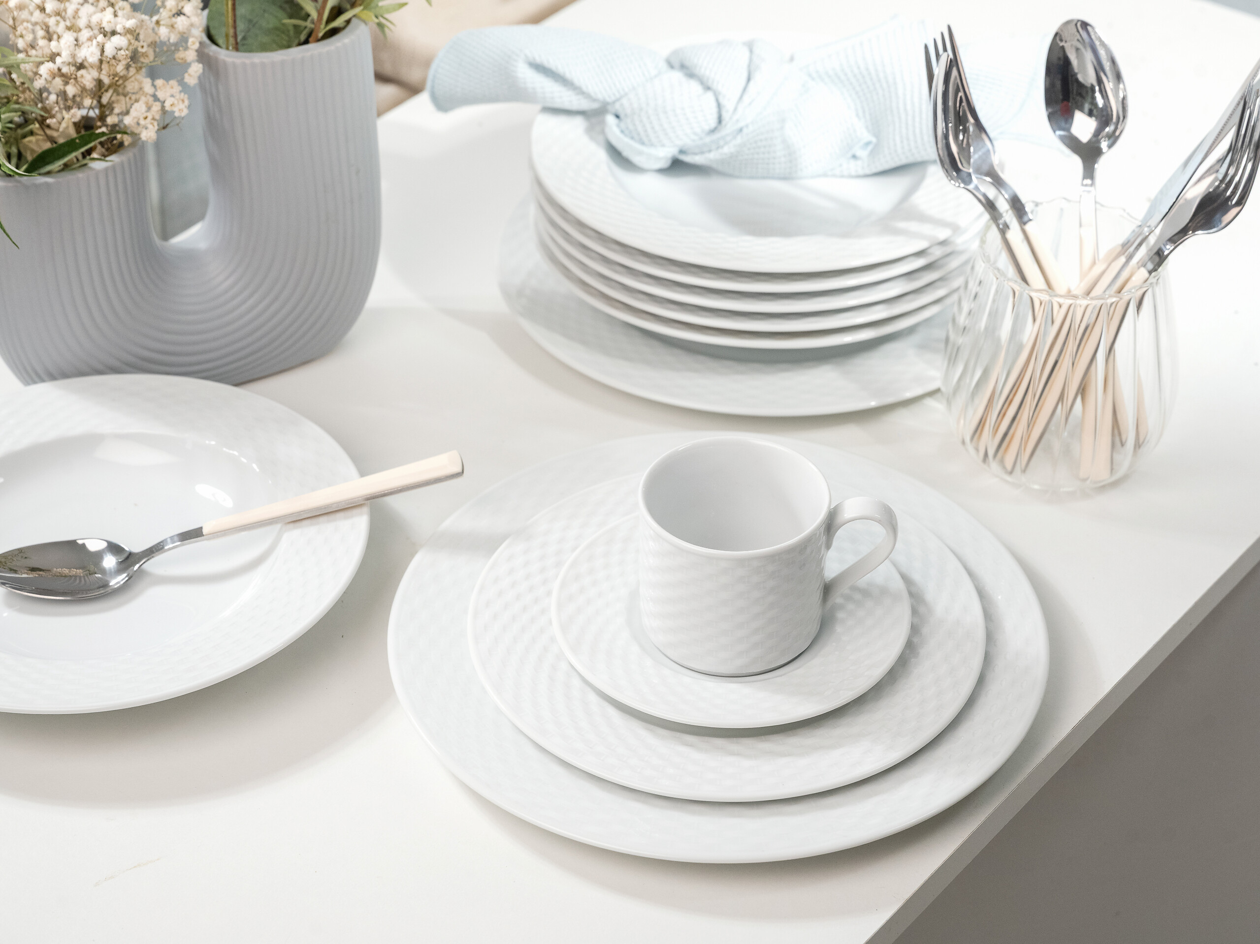 CreaTable Kombiservice Polo weiß Porzellan 30 tlg.