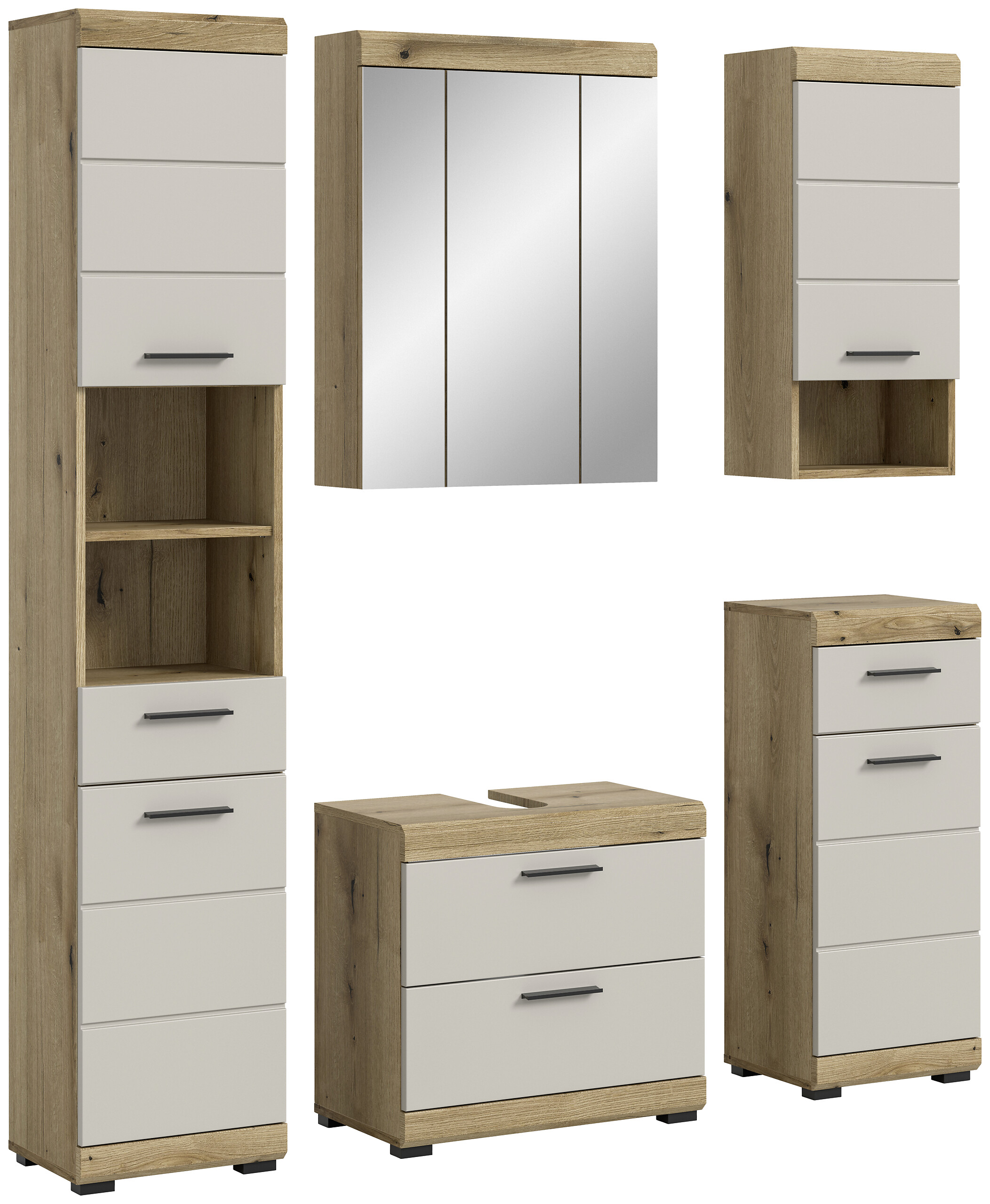 Badezimmer-Set Scout Evoke Oak Nachbildung Kaschmirgrau Nachbildung B/H/T: ca. 164x191x34 cm