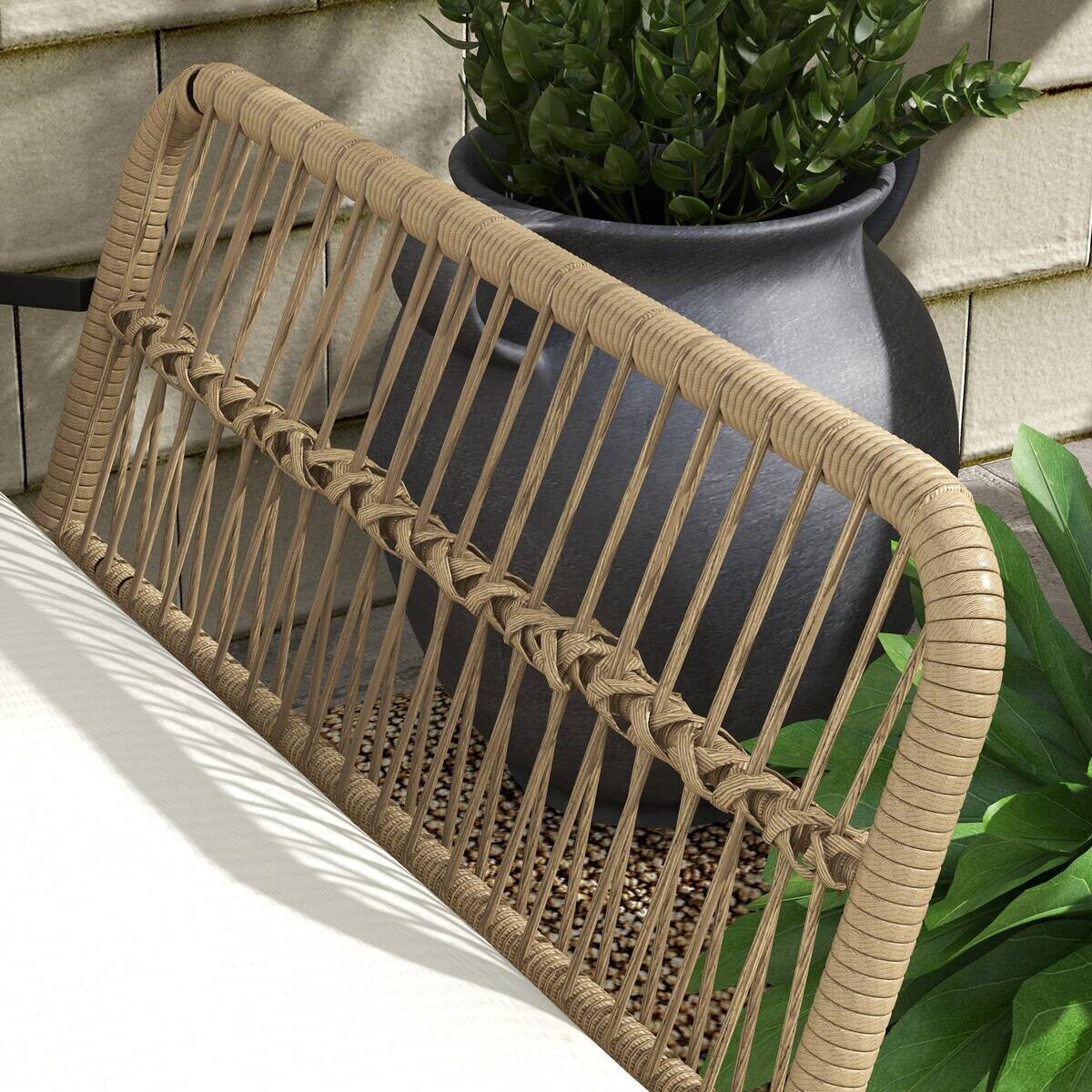 Outsunny Sitzgruppe cremeweiß Polypropylen B/H/L: ca. 79x122x75 cm