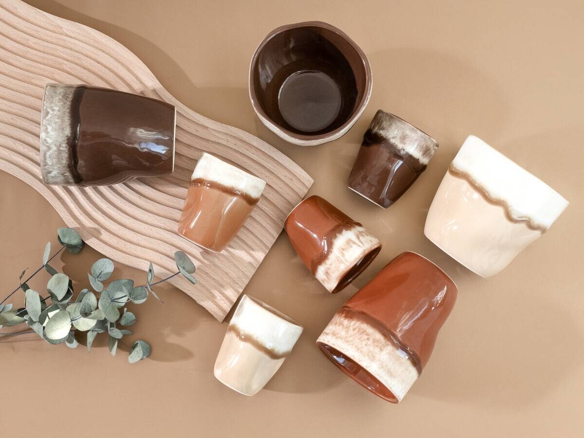 CreaTable Kaffeetassenset Squeezy Mocha braun Steinzeug 4 tlg.