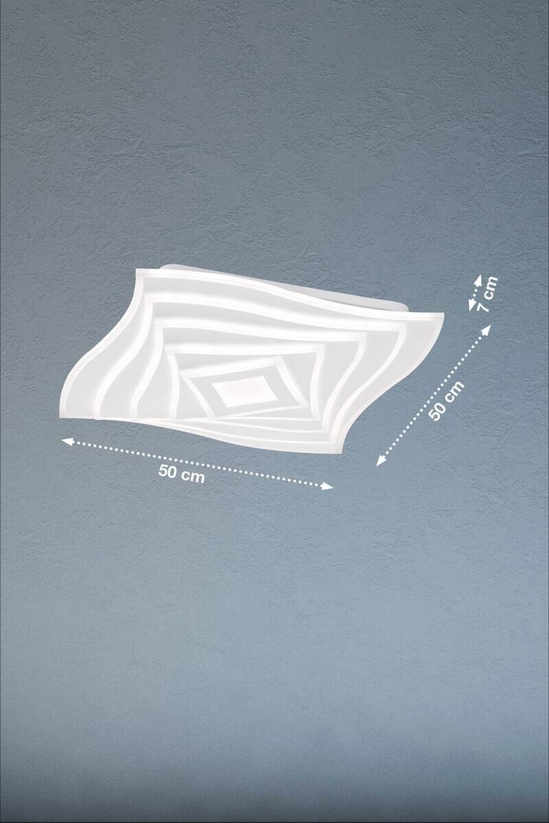 Fischer & Honsel LED-Deckenleuchte 21230 weiß Acryl B/H/T: ca. 50x7,6x50 cm 1 Brennstellen