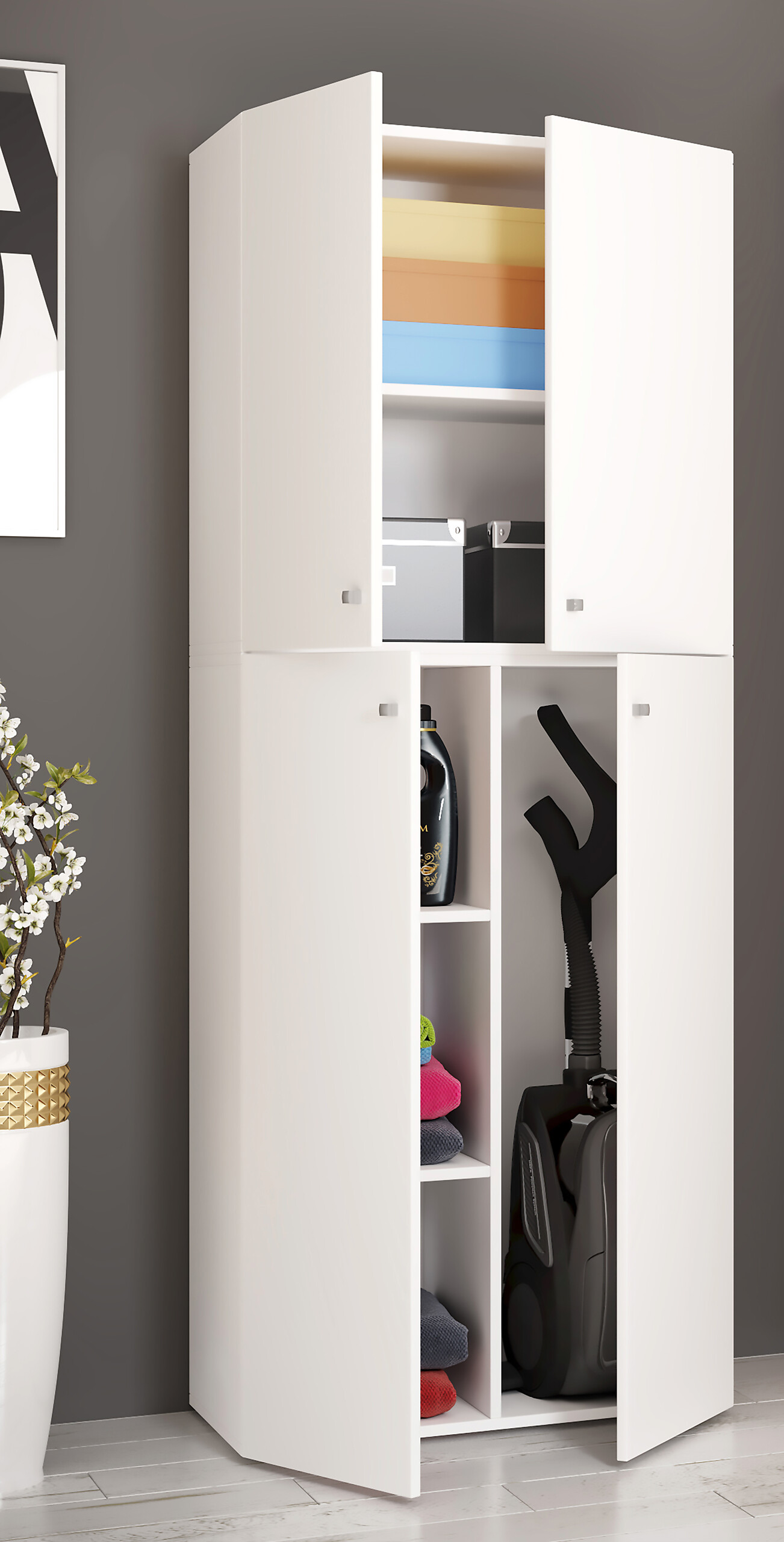 Putzschrank Lona XXL Putzschrank weiß B/H/T: ca. 70x182x39 cm