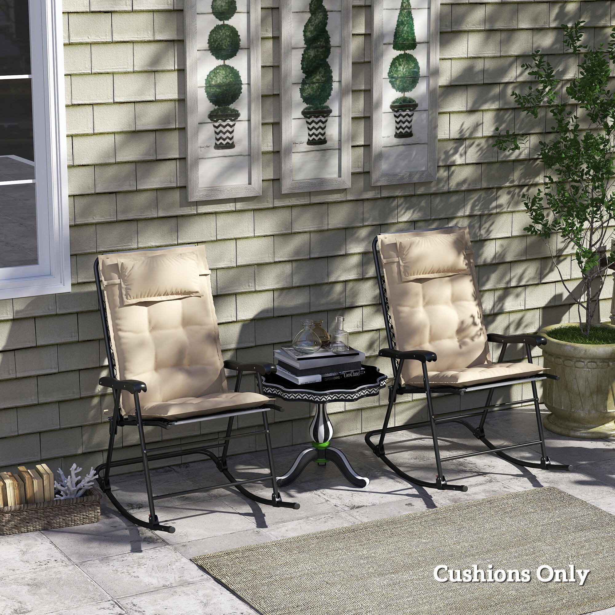 Outsunny Liegenauflage 2er Set beige Polyester B/H/L: ca. 50x5x116 cm