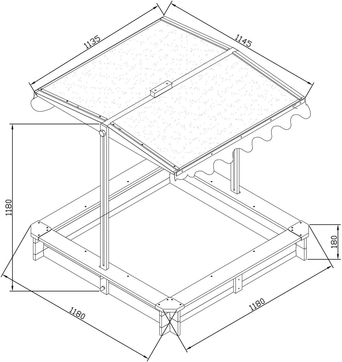 AXI Sandkasten Lily braun Holz B/H/L: ca. 118x118x118 cm
