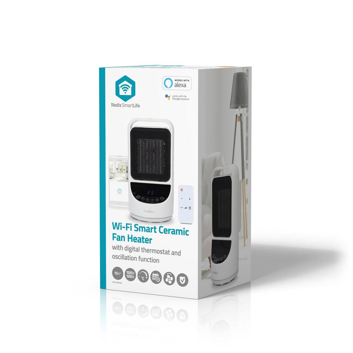 Nedis Heizlüfter weiß Kunststoff B/H/L: ca. 16x27,8x15 cm ca. 1500 W