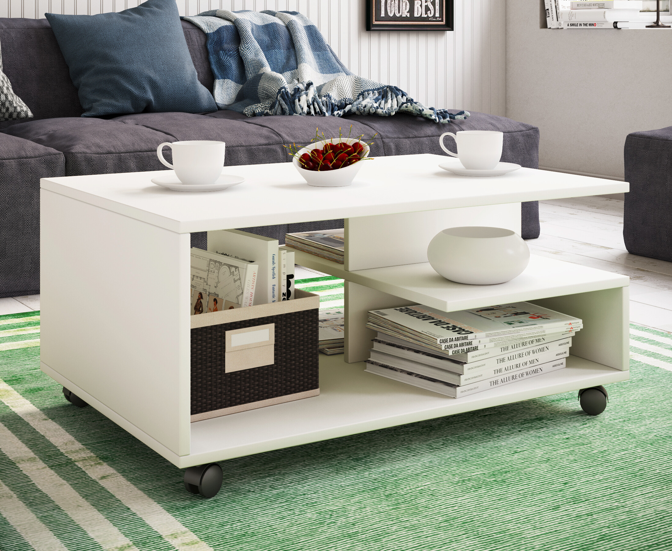 VCM Möbel Couchtisch Stango weiß Holzwerkstoff B/H/T: ca. 80x40x50 cm