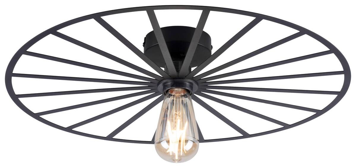 Just Light Wand-/Deckenleuchte SPIKE 15636-18 schwarz Metall H/D: ca. 9x50 cm E27 1 Brennstellen