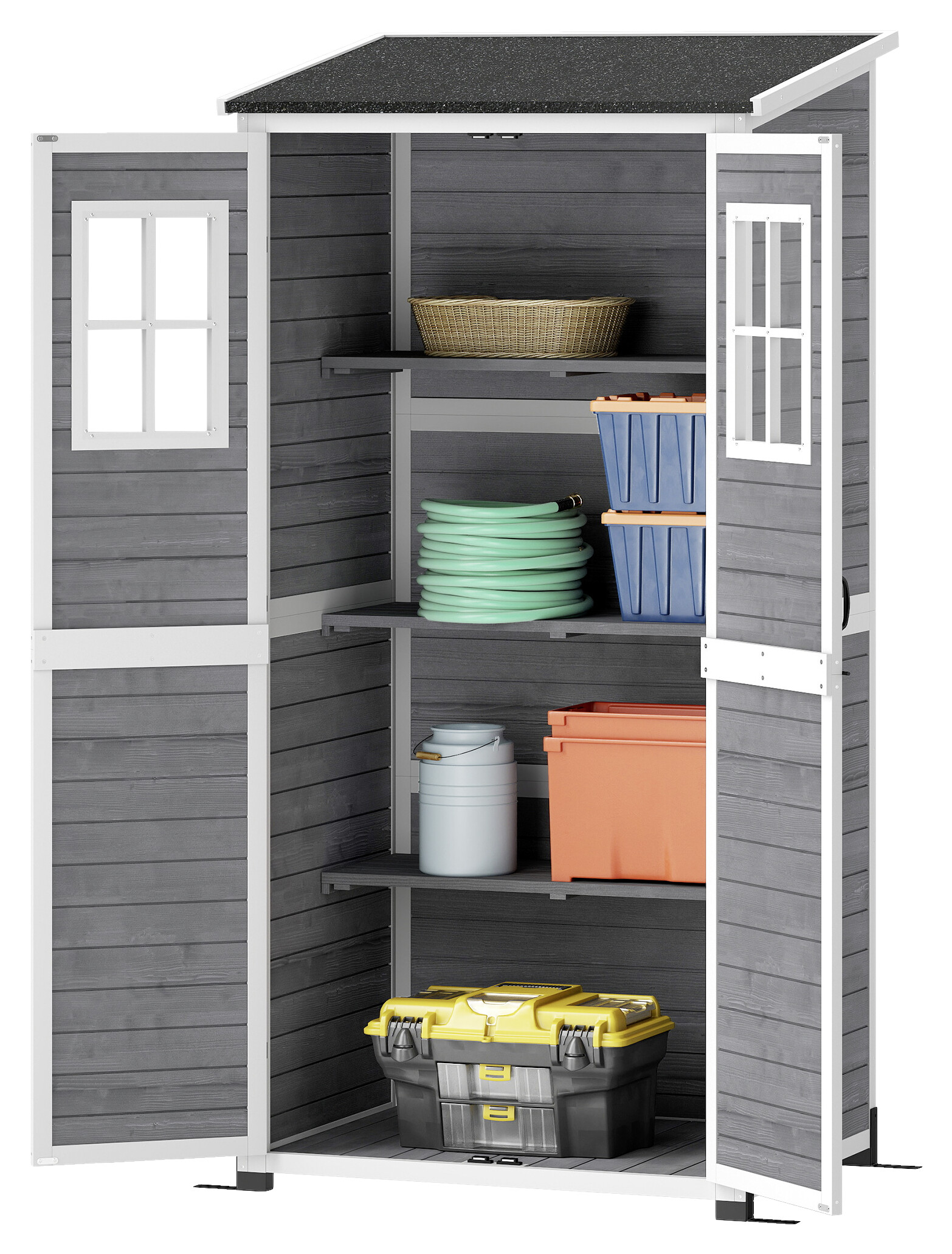 Outsunny Gartenschrank hellgrau Holz B/H/L: ca. 69x192x91 cm