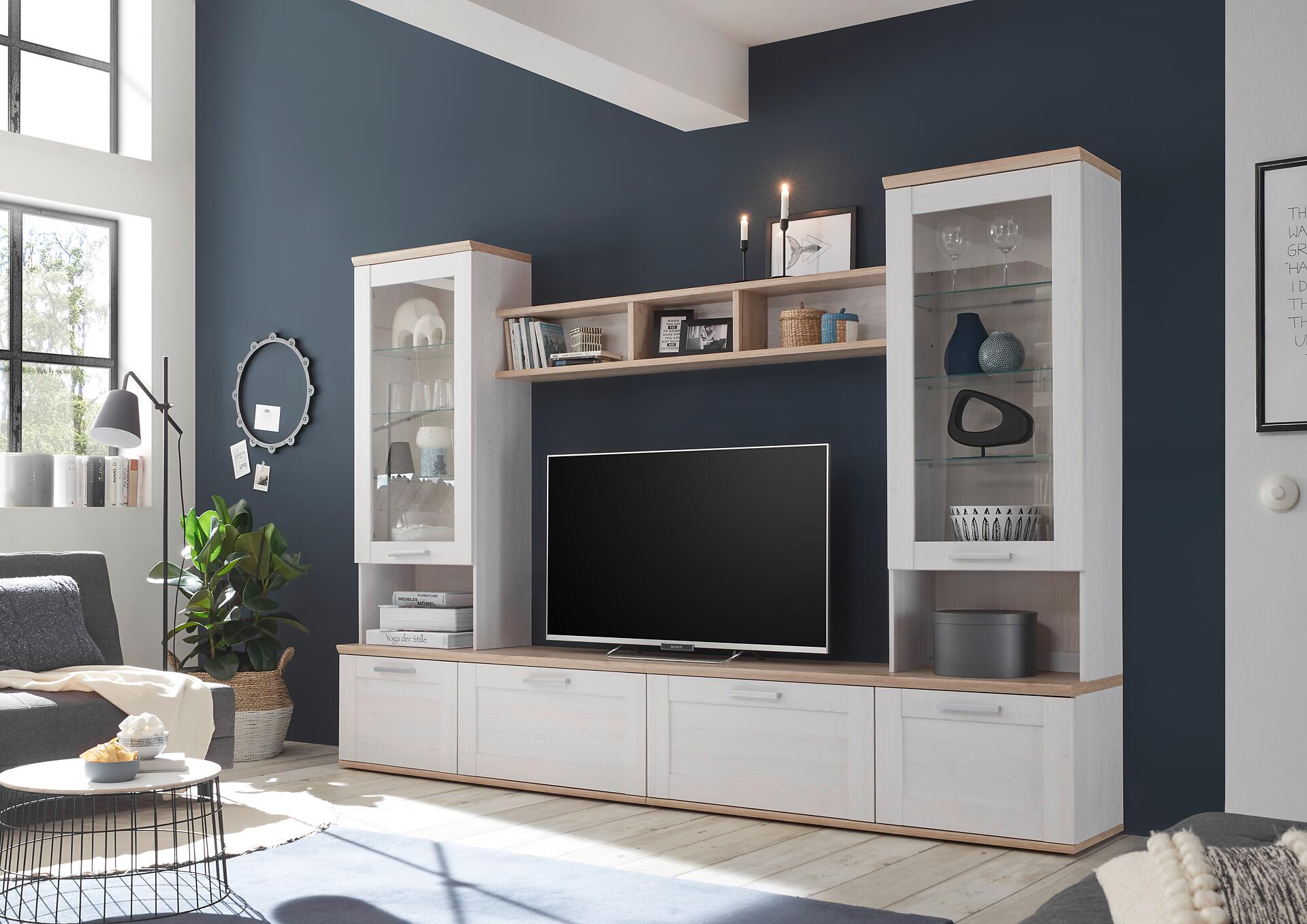 Wohnwand Romance Sibiu Lärche Nachbildung Eiche San-Remo Nachbildung B/H/T: ca. 277x191x43 cm Wohnwand Romance Sibiu Lärche Nachbildung Eiche San-Remo Nachbildung B/H/T: ca. 277x191x43 cm