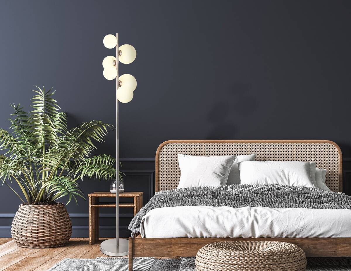 GLOBO Stehleuchte nickel matt Metall B/H/T: ca. 28x155x29,5 cm G9 6 Brennstellen