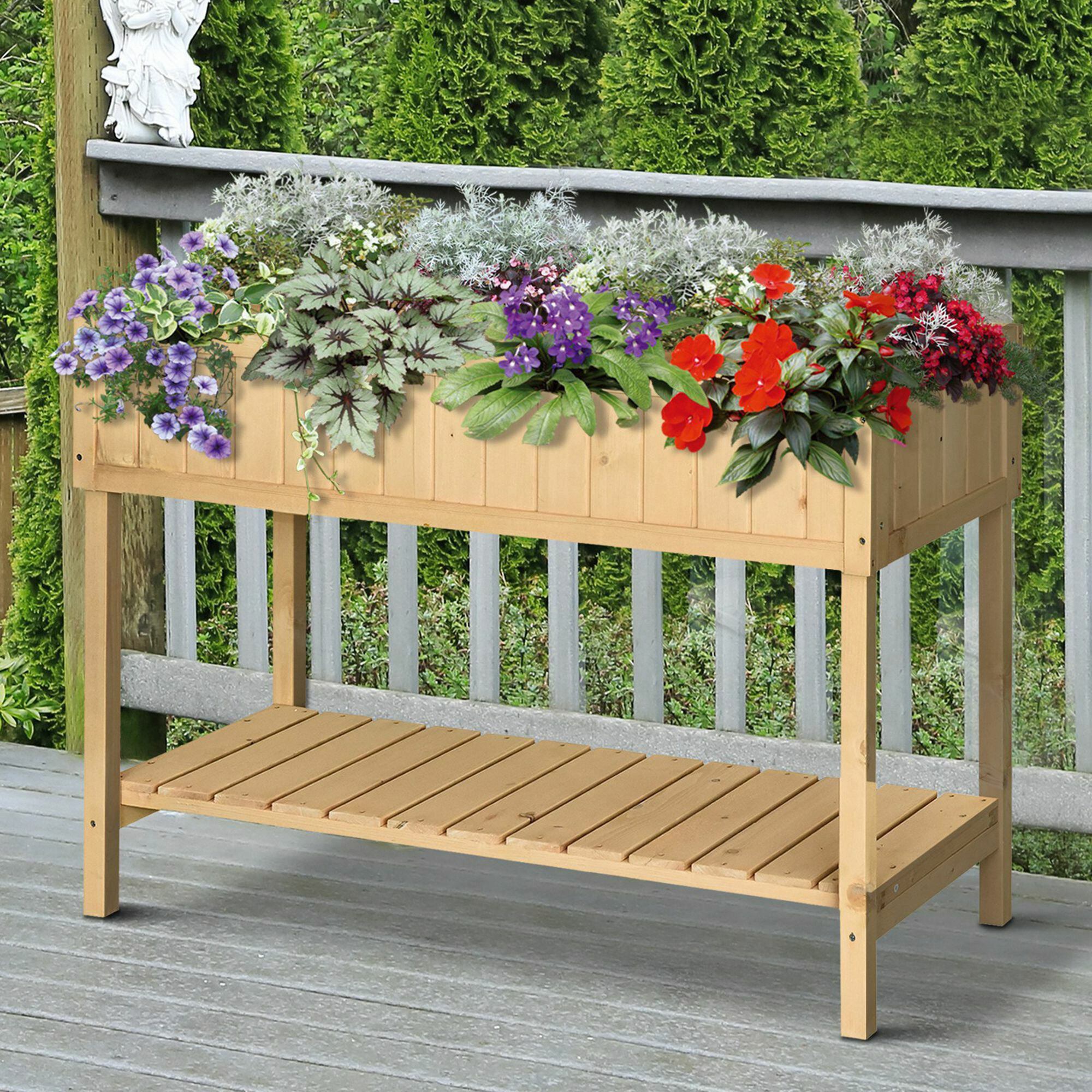 Outsunny Pflanztisch natur B/H/L: ca. 60x22x120 cm ca. 30 kg