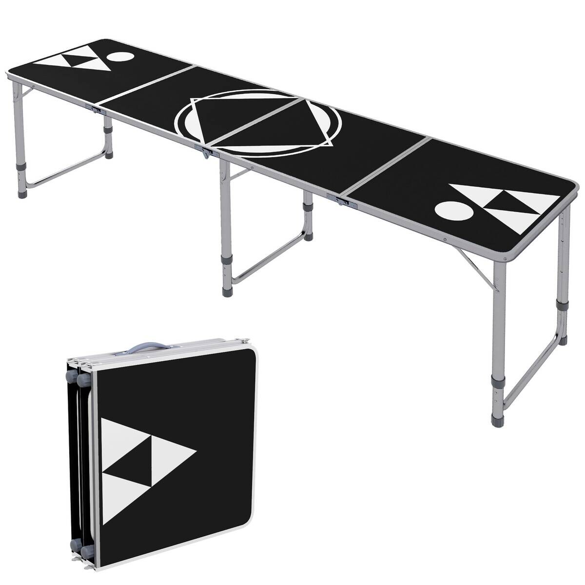 Outsunny Bierpong-Tisch schwarz Aluminium B/H/L: ca. 60x240x70 cm