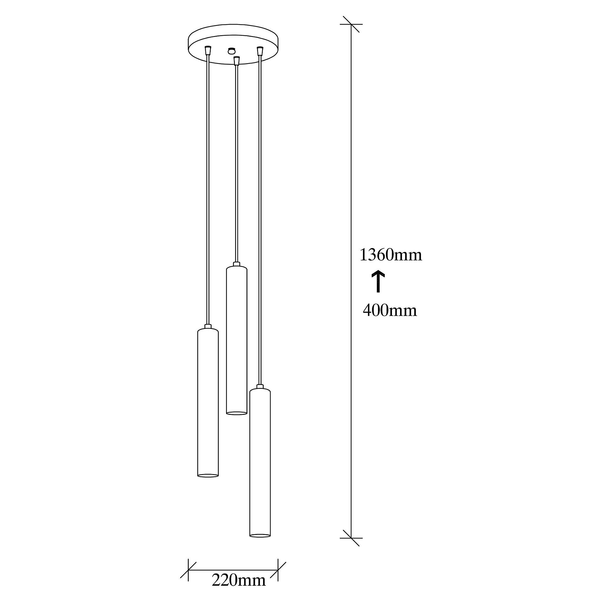 Opviq Pendelleuchte Tempo-6012 B/H/T/L/D: ca. 22x136x22x22x22 cm E27 3 Brennstellen