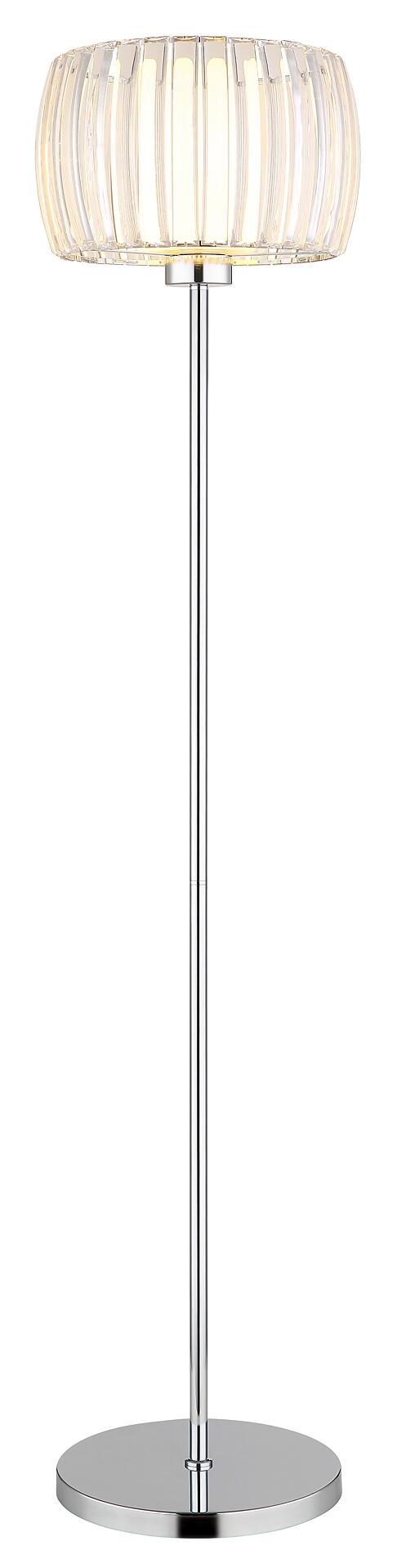 GLOBO Stehleuchte Chrom Opal schwarz Glas Textil Metall H/D: ca. 150x32,5 cm E27 1 Brennstellen