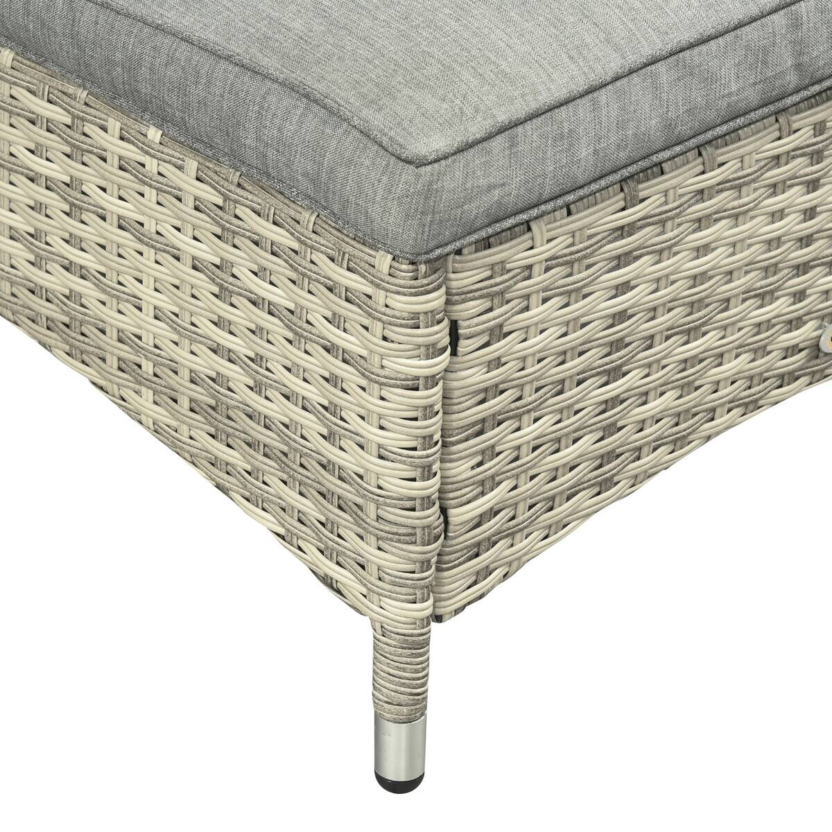 Outsunny Gartenliege-Set mit Tisch grau Polyrattan B/H/L: ca. 73x103x200 cm