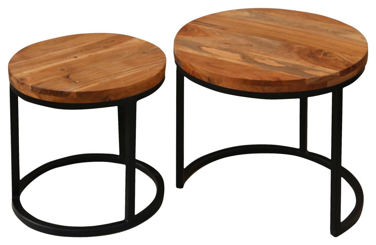 Beistelltisch SELMA natur schwarz Akazie Metall