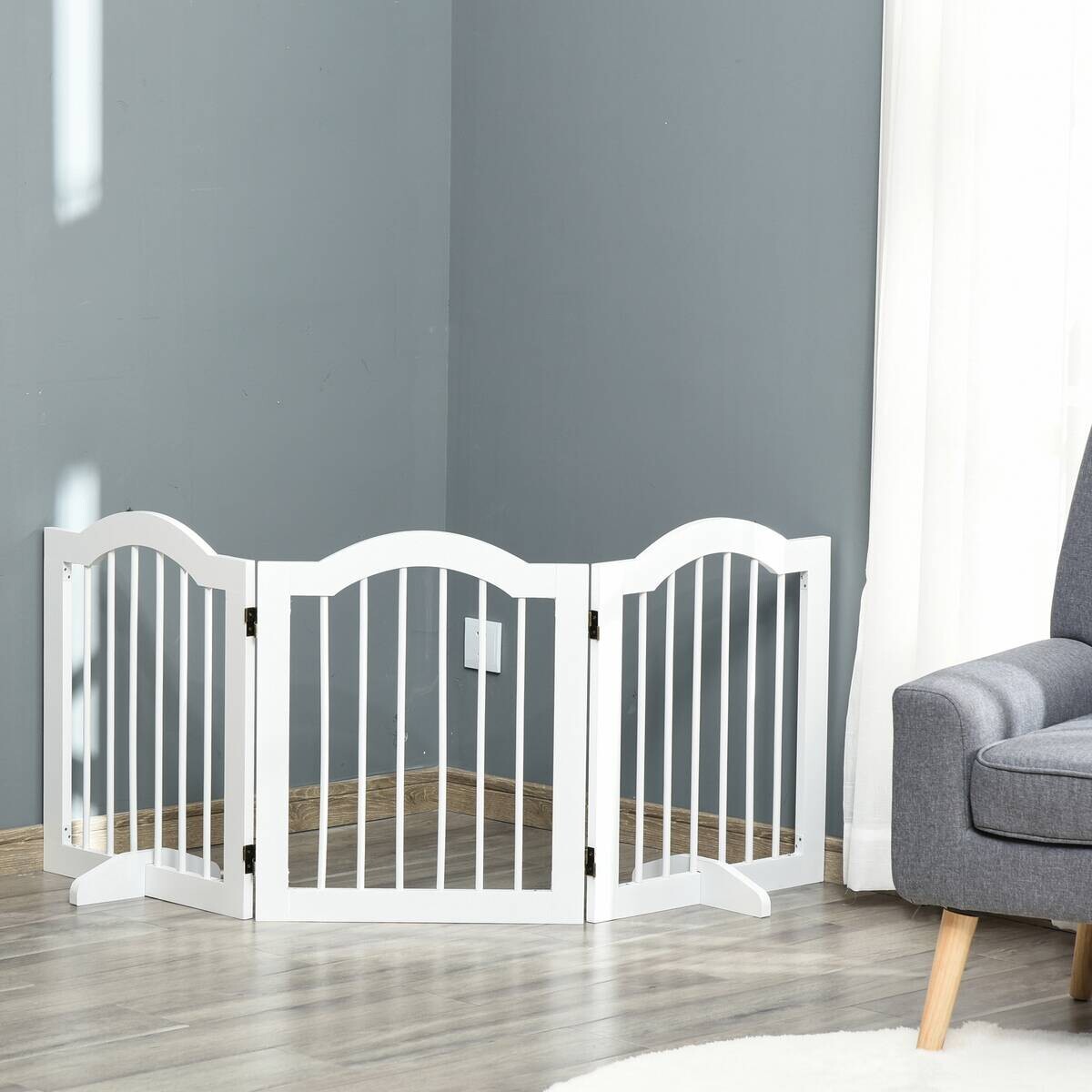 PawHut Hunde-Schutzgitter weiß Polypropylen B/H/L: ca. 29,5x154,5x61 cm