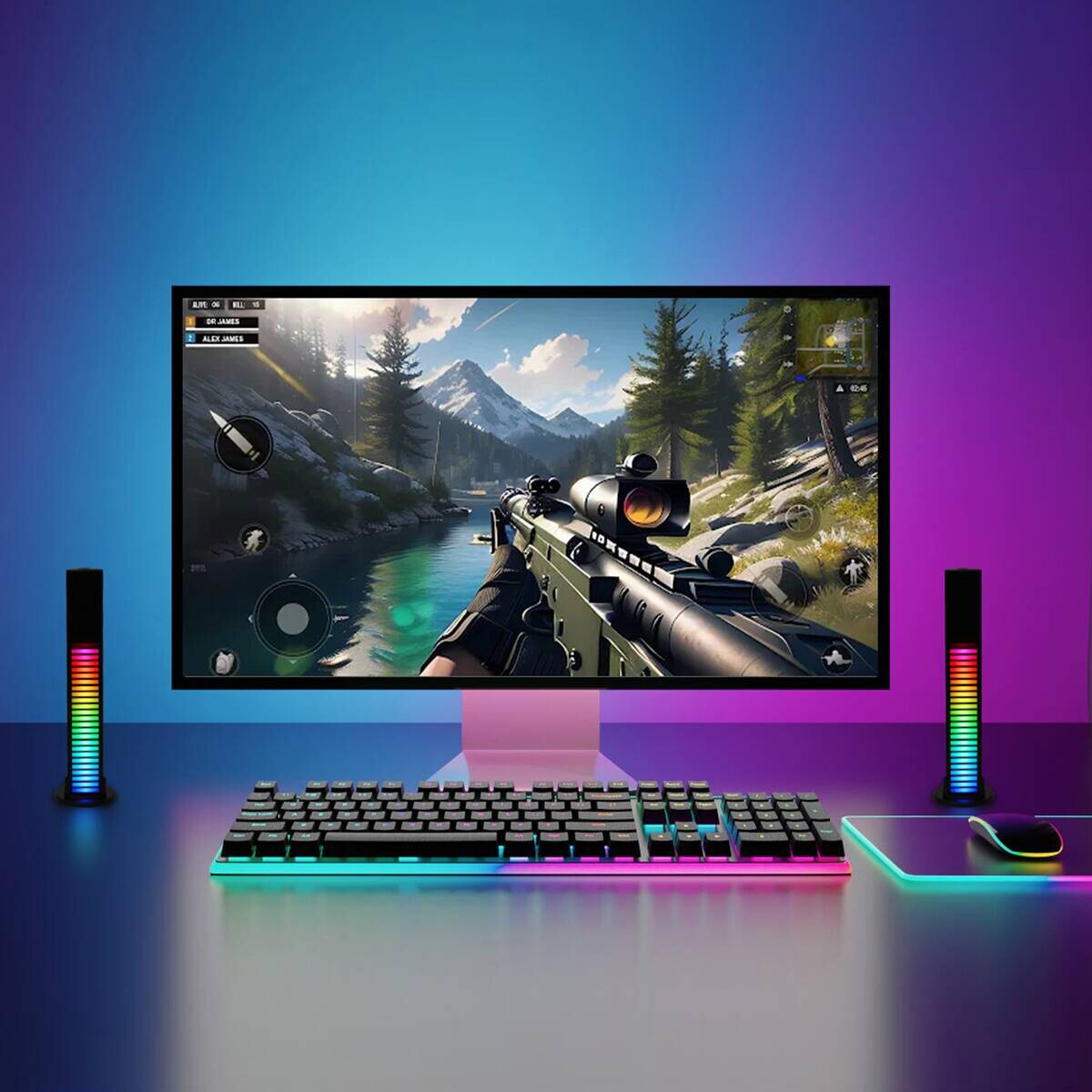 Nolo LED-RGB-Tischleuchte Flash B/H/L: ca. 3x22x3,1 cm