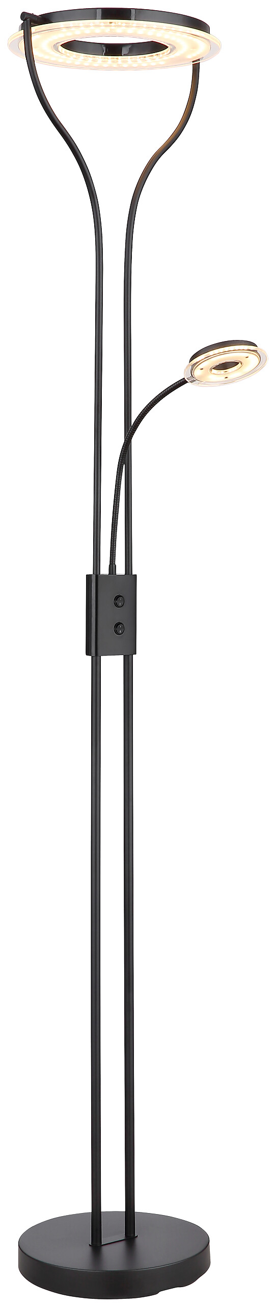 GLOBO Deckenfluter mit Leseleuchte Andreas schwarz Kunststoff H: ca. 194 cm 2 Brennstellen GLOBO Deckenfluter mit Leseleuchte Andreas schwarz Kunststoff H: ca. 194 cm 2 Brennstellen