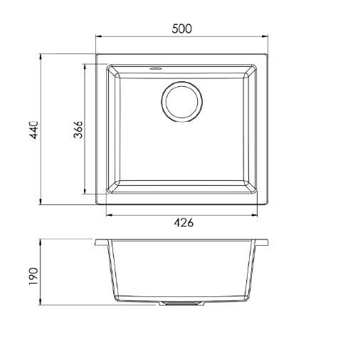 Respekta Einbauspüle Ohio 50 x 44 W weiß Mineralite B/H/T: ca. 44x19x50 cm