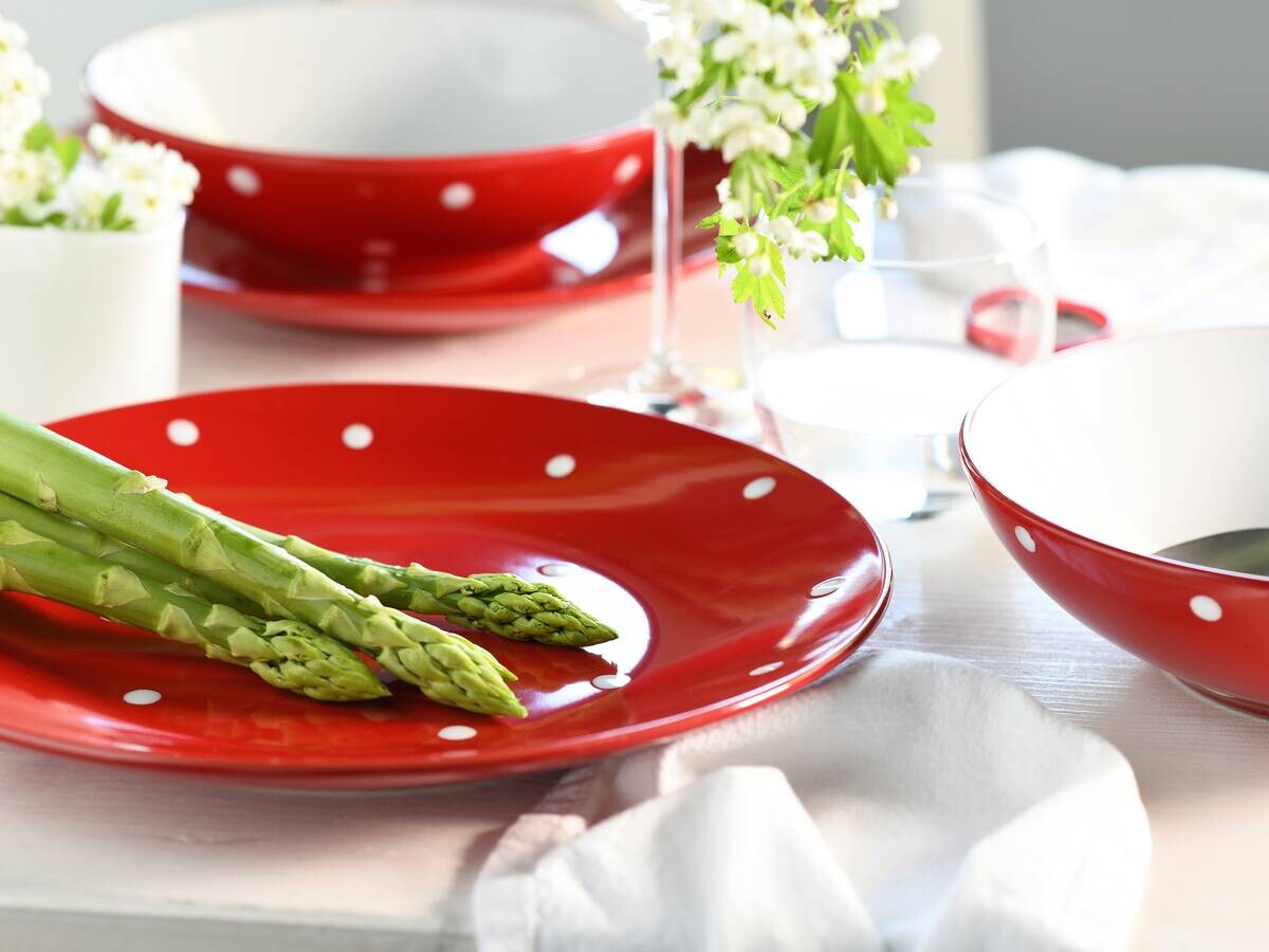 CreaTable Tafelservice Polka Dots weiß Steinzeug 12 tlg.