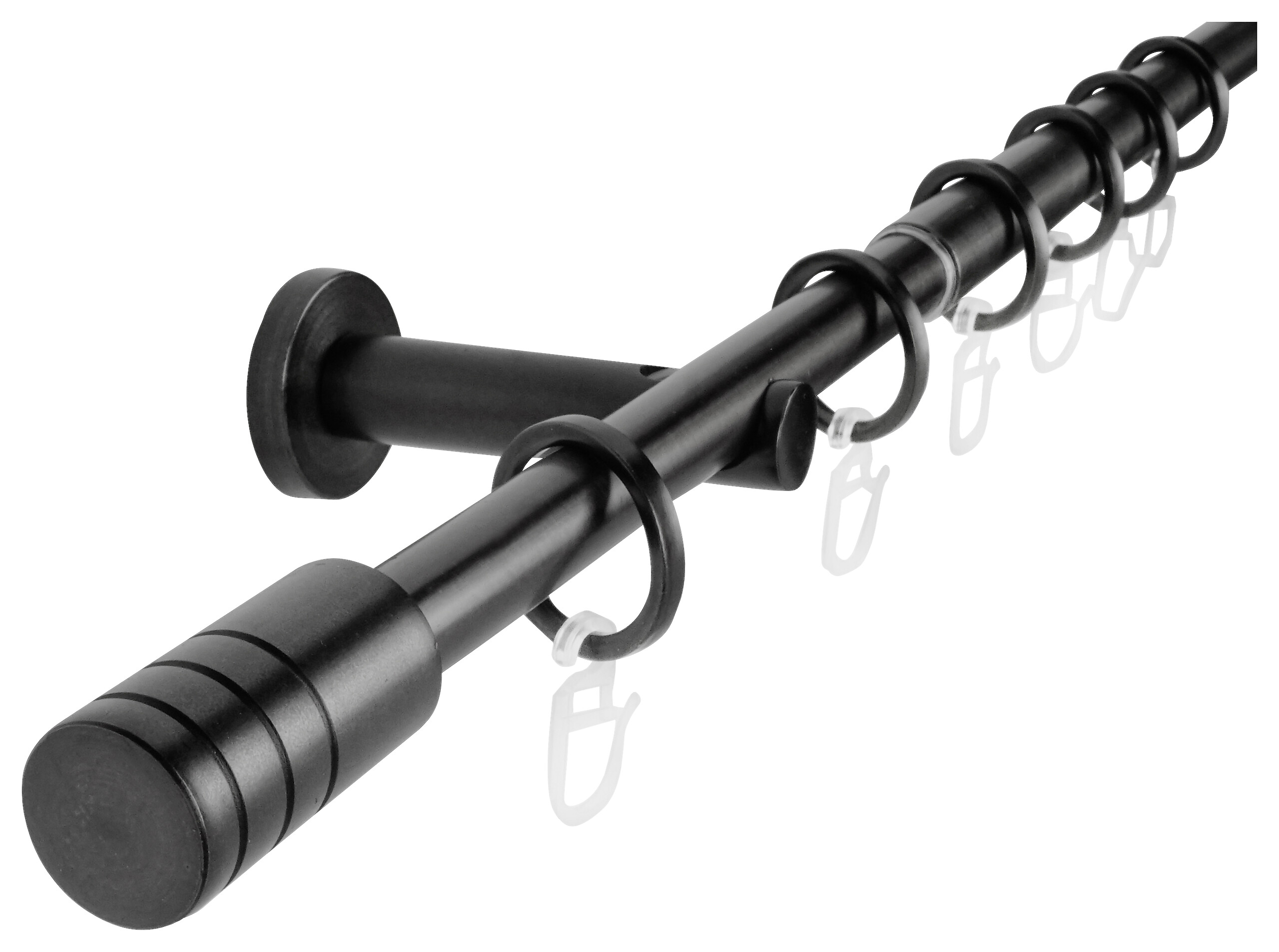 Gardinenstange schwarz Aluminium ausziehbar von ca. 120 bis 210 cm 1.0 Läufe Gardinenstange schwarz Aluminium ausziehbar von ca. 120 bis 210 cm 1.0 Läufe