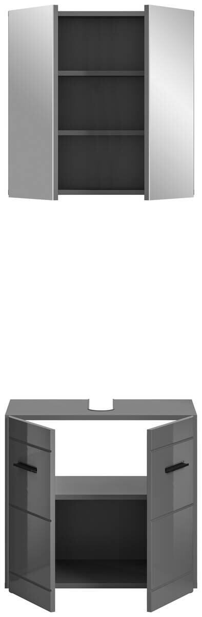 Badezimmer-Set SOFT grau grau Hochglanz B/H/T: ca. 60x190x34 cm