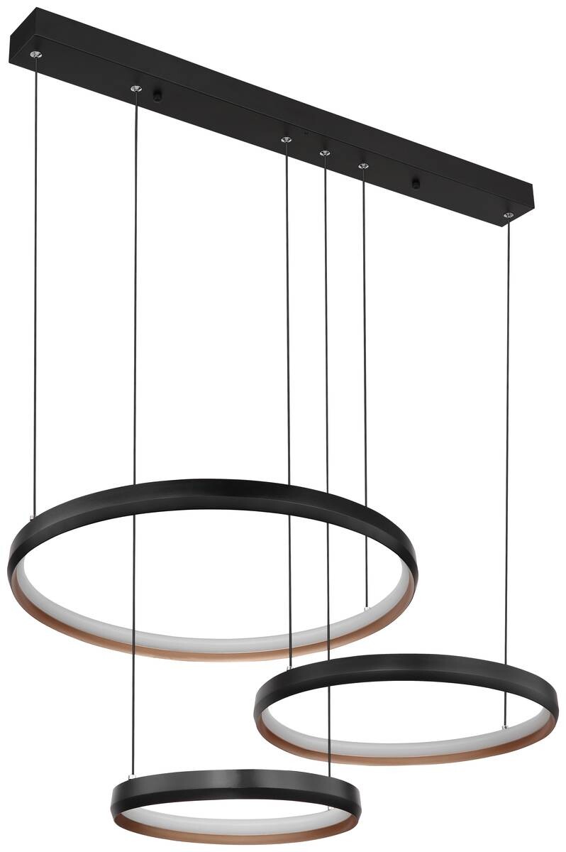 GLOBO Pendelleuchte 67193-55H Halli gold Opal schwarz Acryl Metall B/H/L: ca. 50,3x150x76,7 cm null 3 Brennstellen