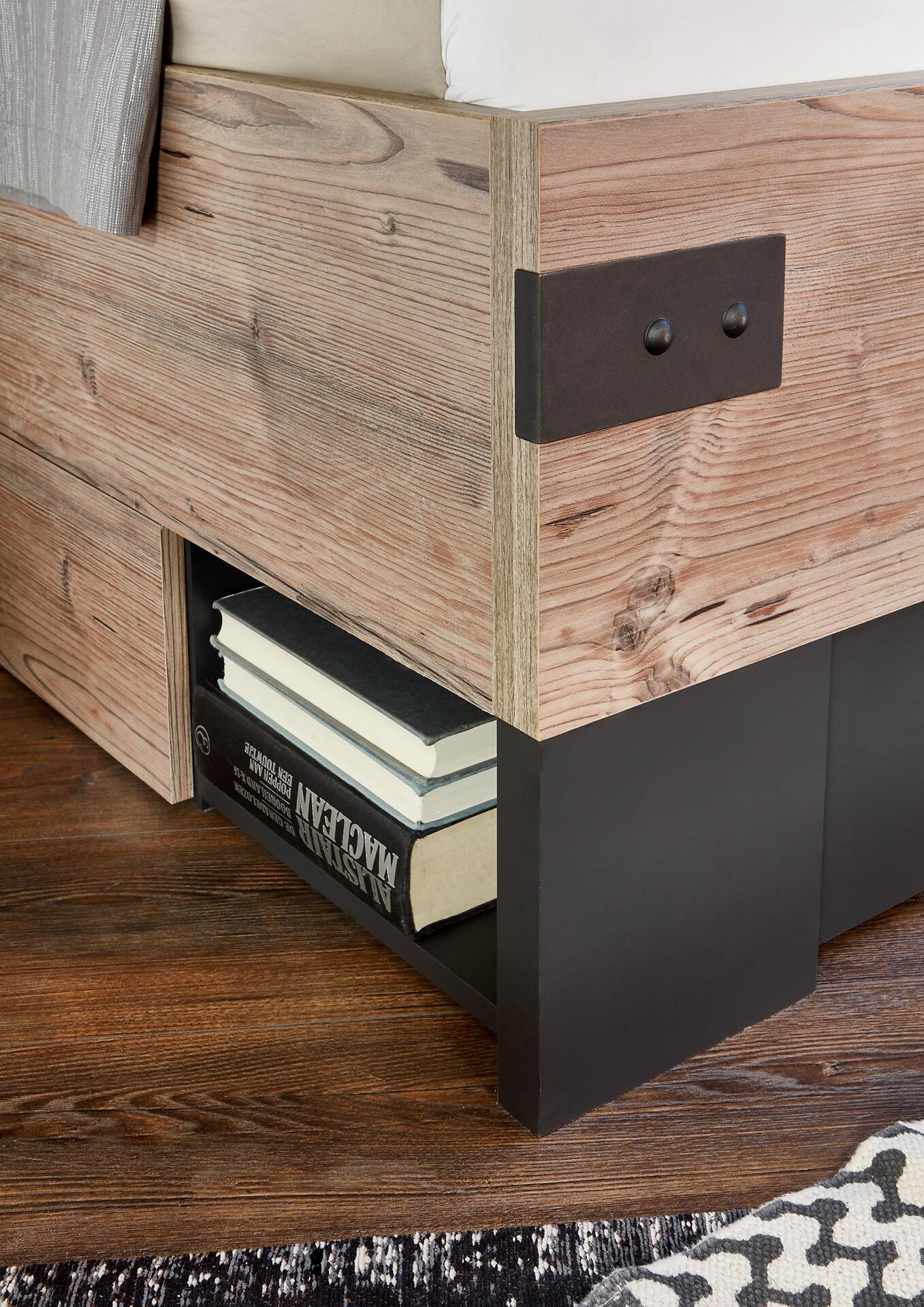 Bett Stockholm tanne Nachbildung Graphit B/H/T: ca. 189x96x210 cm