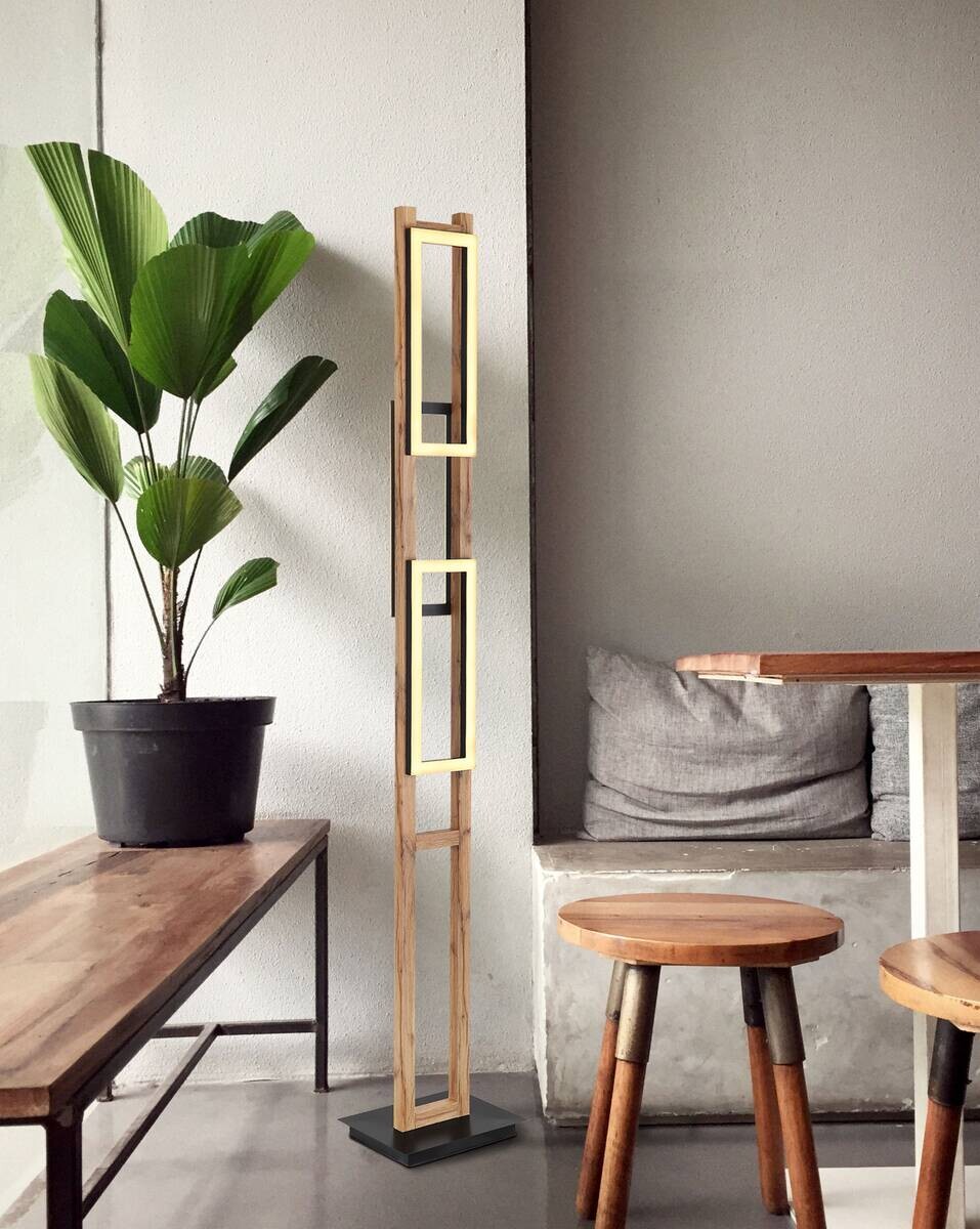 GLOBO LED-Stehleuchte ILLA 67266S dunkelbraun mattschwarz Metall MDF B/H/L: ca. 20x150x25 cm 1 Brennstellen