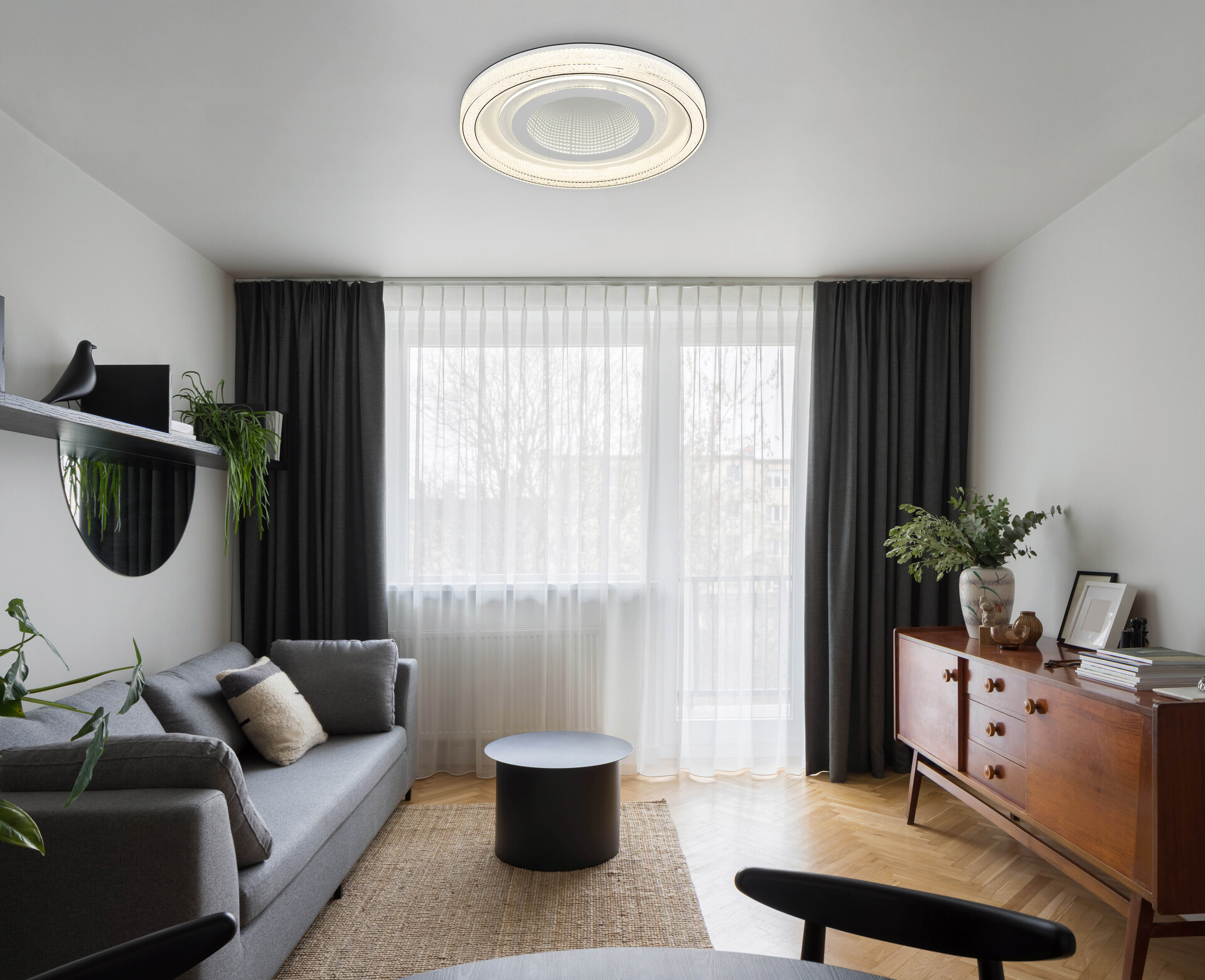 GLOBO Deckenleuchte klar mattschwarz Acryl Metall H/D: ca. 7x48 cm 1 Brennstellen