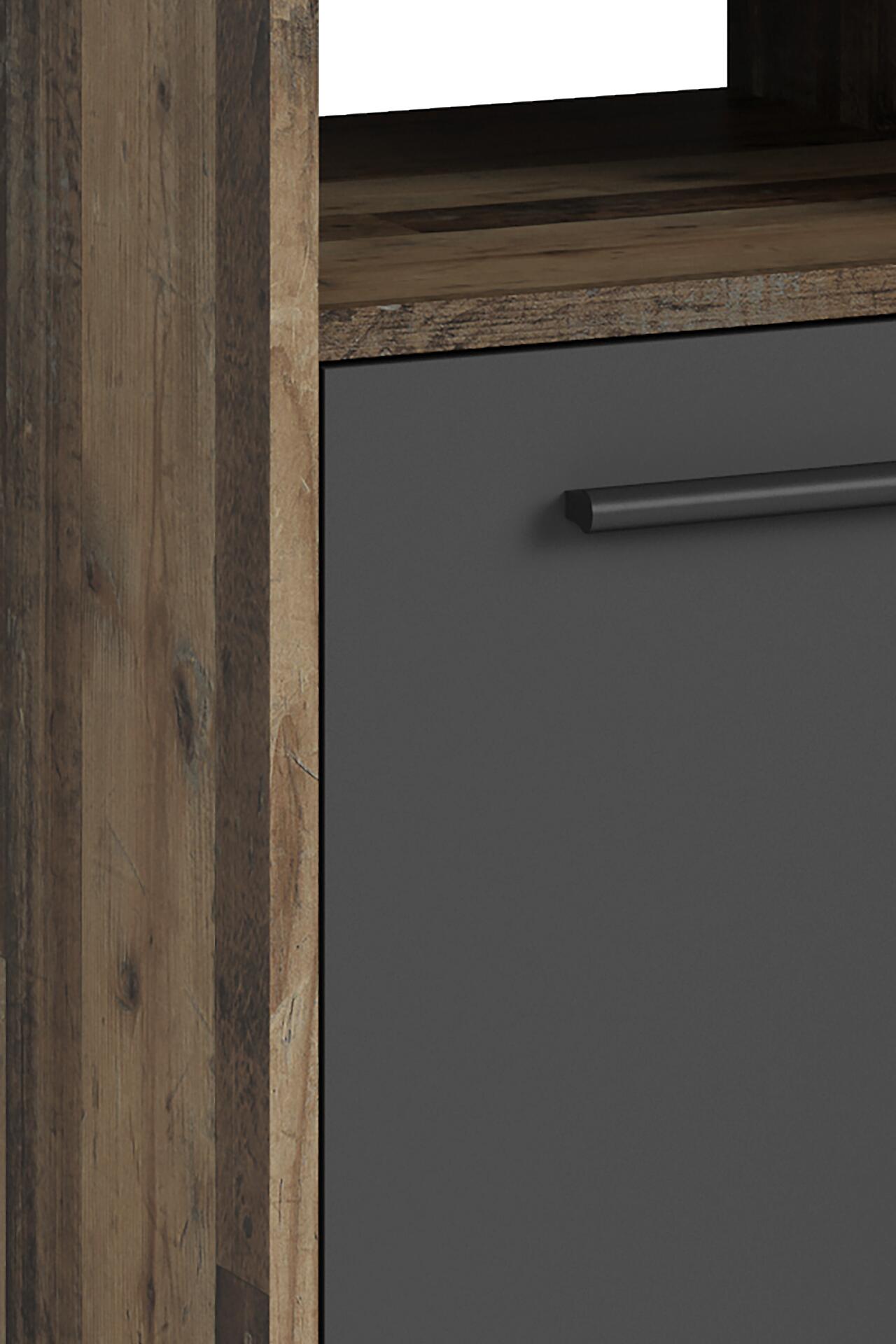 Schreibtisch FOX Eiche Old Wood Nachbildung anthrazit B/H/T: ca. 139x90,8x139 cm