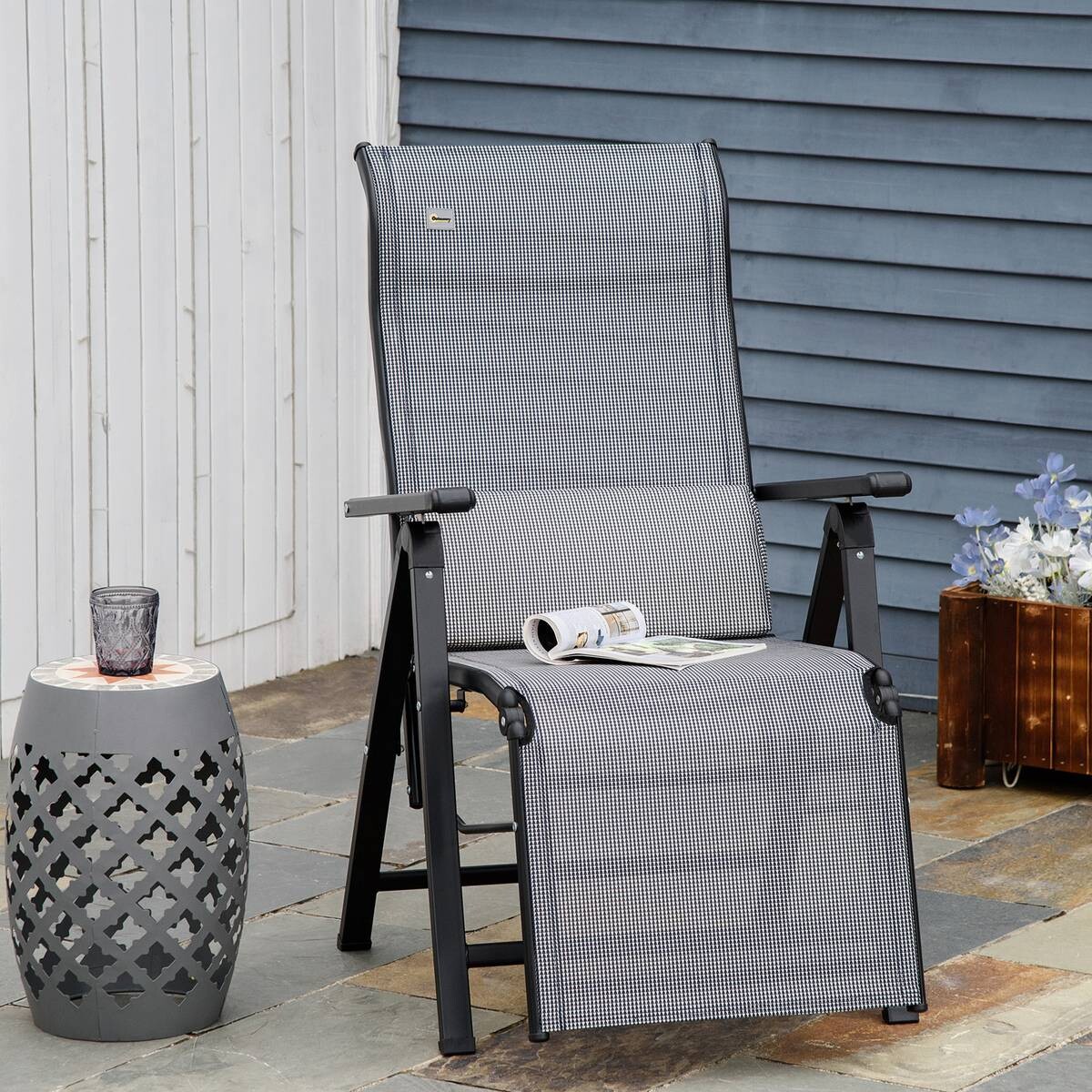 Outsunny Sonnenliege grau Mesh B/H/L: ca. 65x111x70 cm