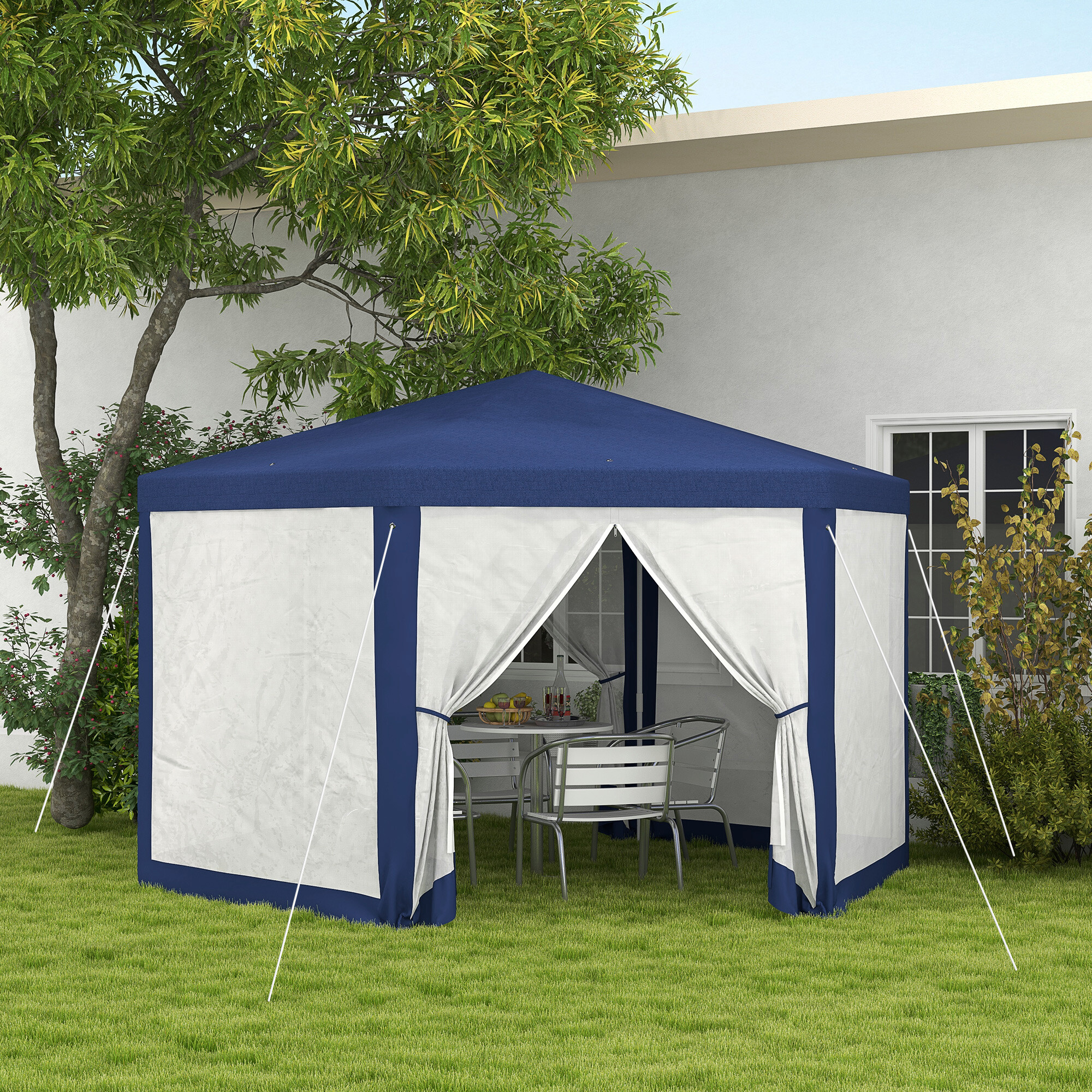 Outsunny Pavillon blau Polyester B/H/L: ca. 341,2x250x394 cm