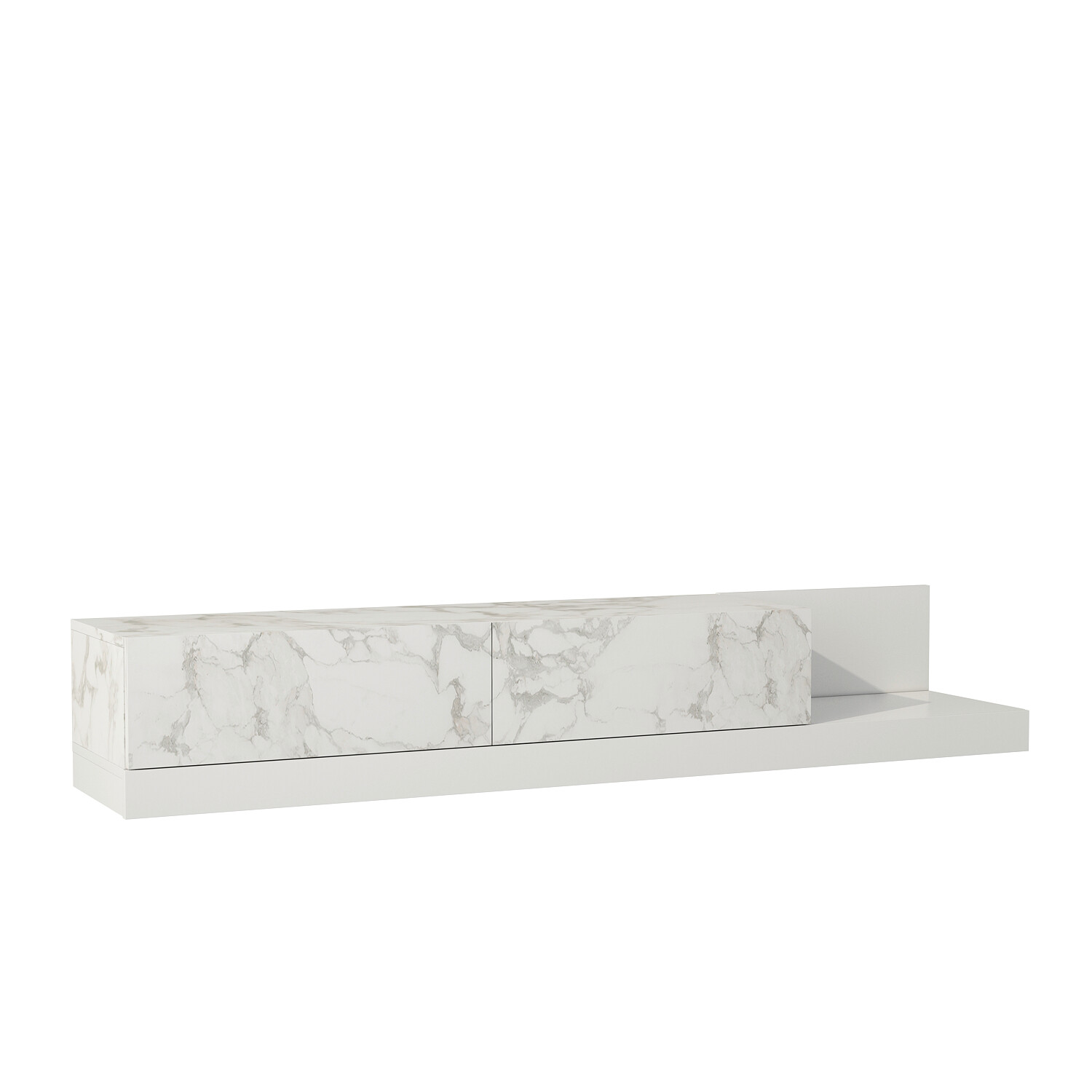 TV-Lowboard Majör weiß Marmoroptik B/H/T: ca. 180x30x37 cm