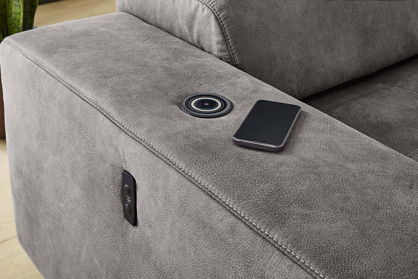 Ecksofa hellgrau Microfaser B/H/T: ca. 320x103x197 cm