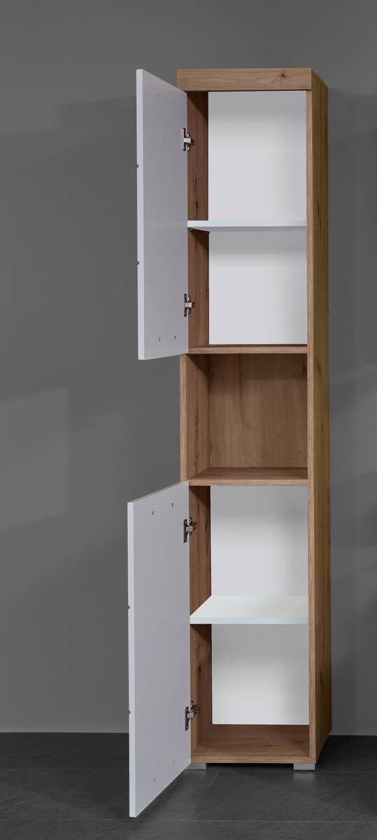 Hochschrank Amanda weiß Hochglanz Asteiche Nachbildung B/H/T: ca. 37x190x31 cm